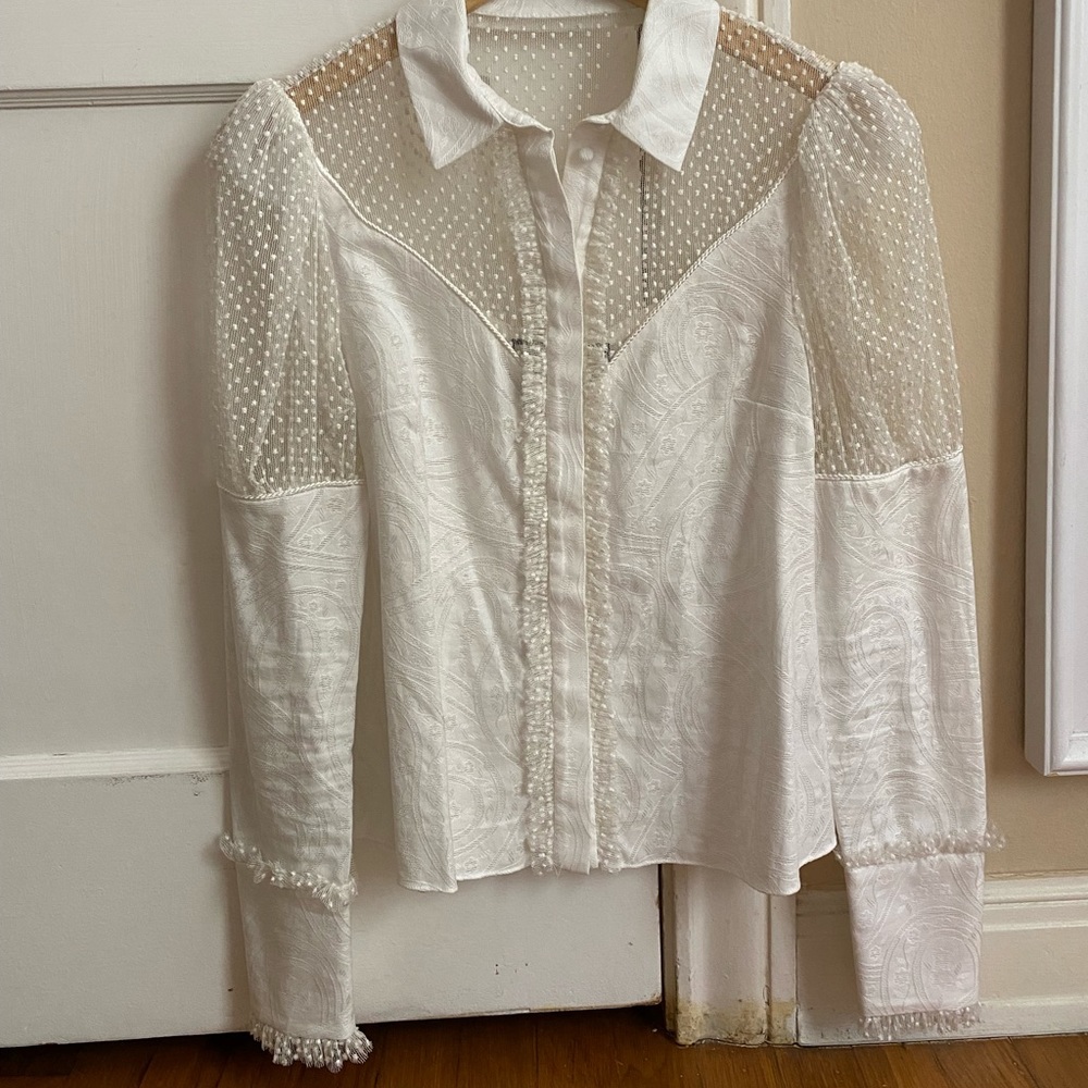ALEXIS button up embroidered top
